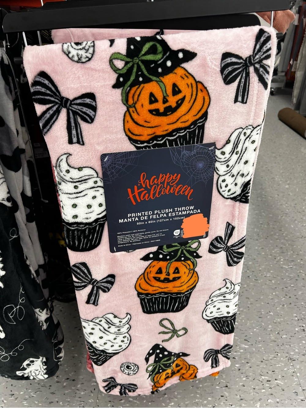 Halloween Pink Pumpkin Cupcake Plush Throw Blanket